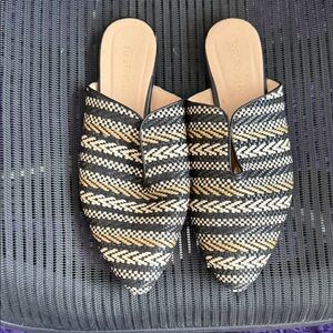 Black and Tan Woven Women's Mules